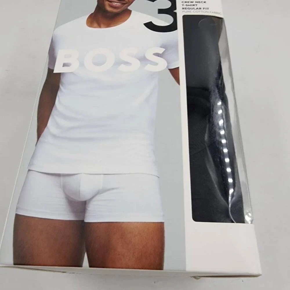 BOSS Cotton Crewneck Logo Embroidery T-Shirt Men's L Multi Short Sleeve - 3 Pack